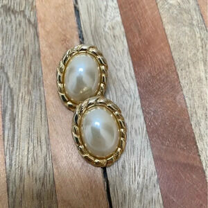 Vintage -  Gold and Faux Pearl Earrings